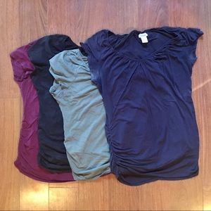 Lot of 4 comfy maternity/nursing tops XL see note